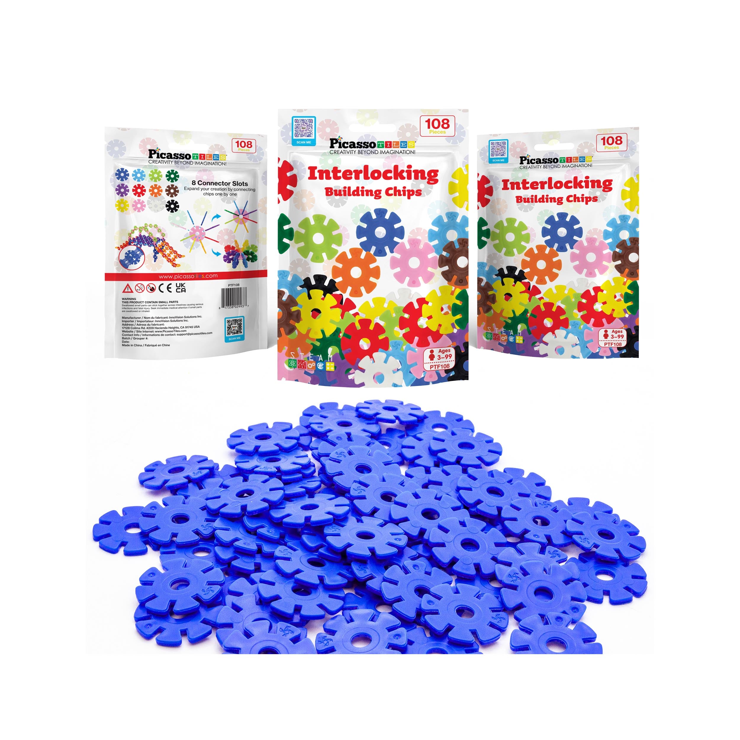 PicassoTiles Building Chip Interlocking Disc Construction Blocks