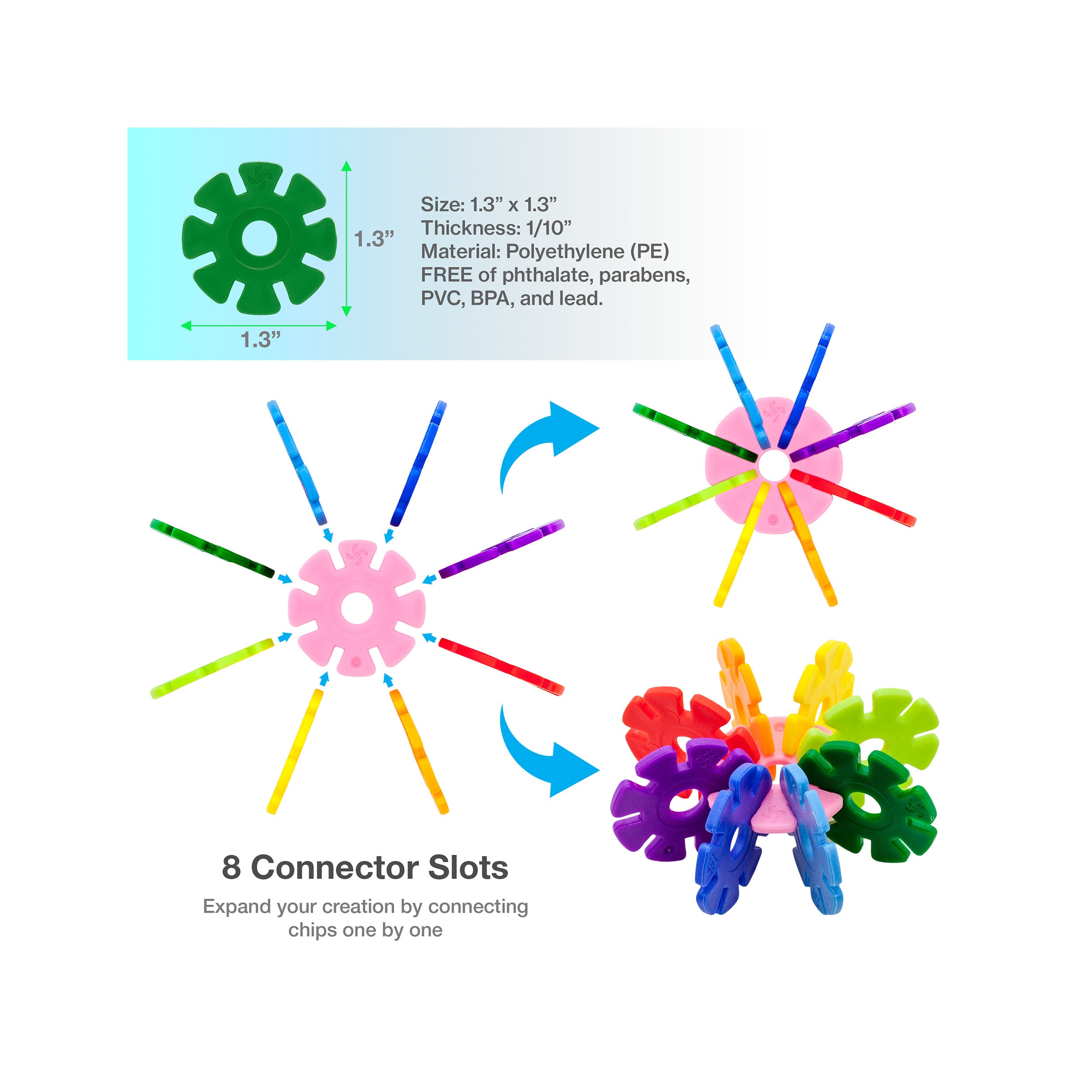 PicassoTiles Building Chip Interlocking Disc Construction Blocks in Color Green