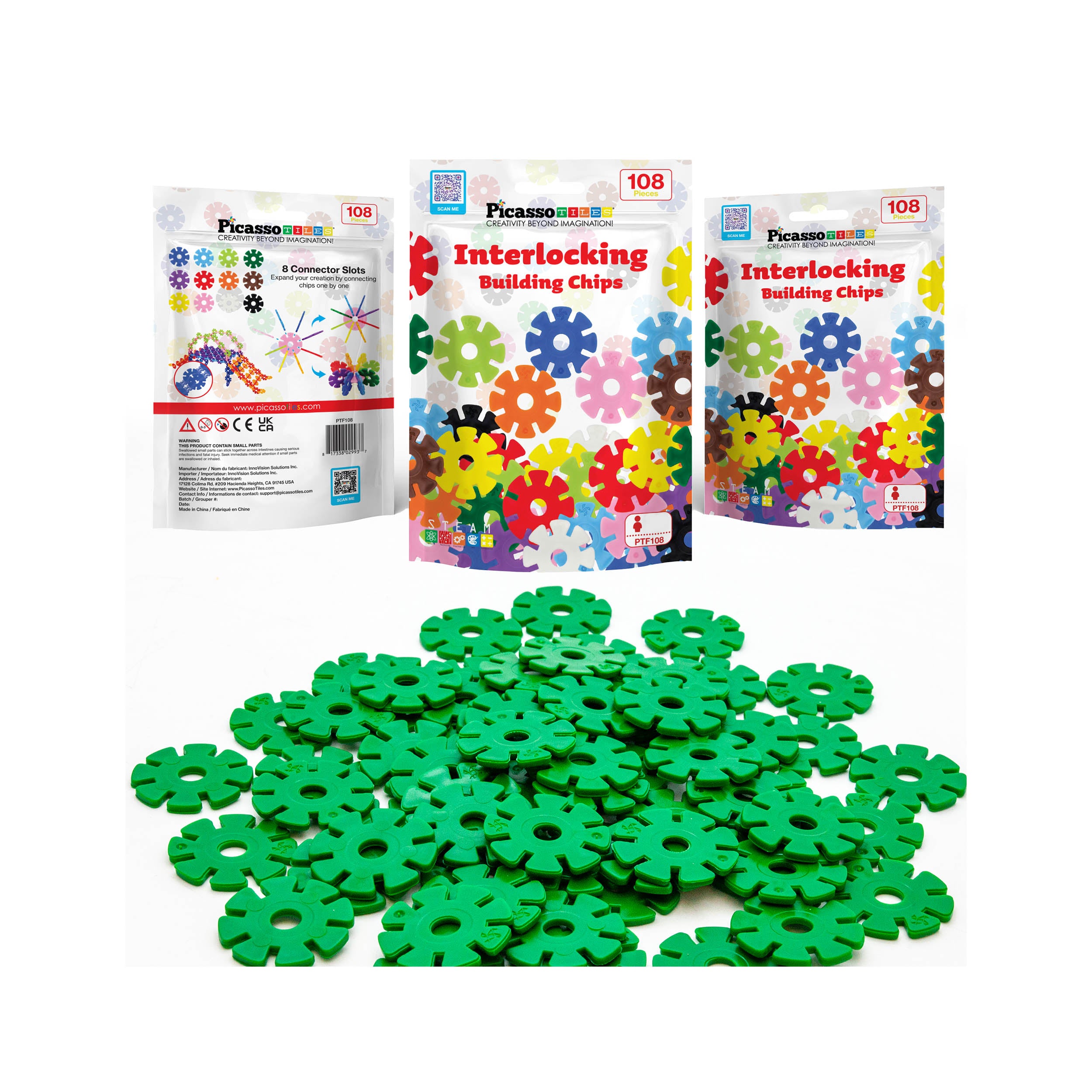 PicassoTiles Building Chip Interlocking Disc Construction Blocks
