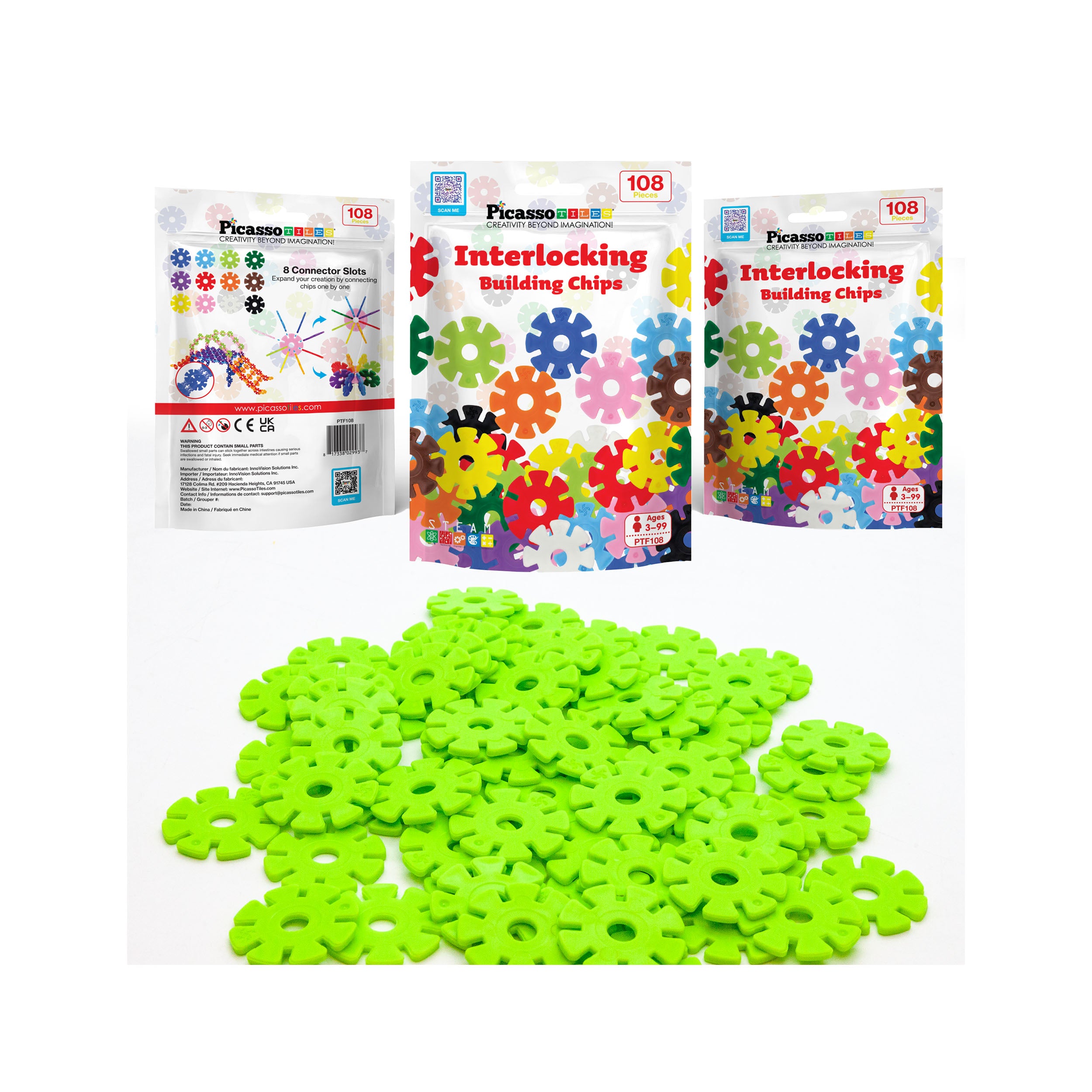 PicassoTiles Building Chip Interlocking Disc Construction Blocks in Co
