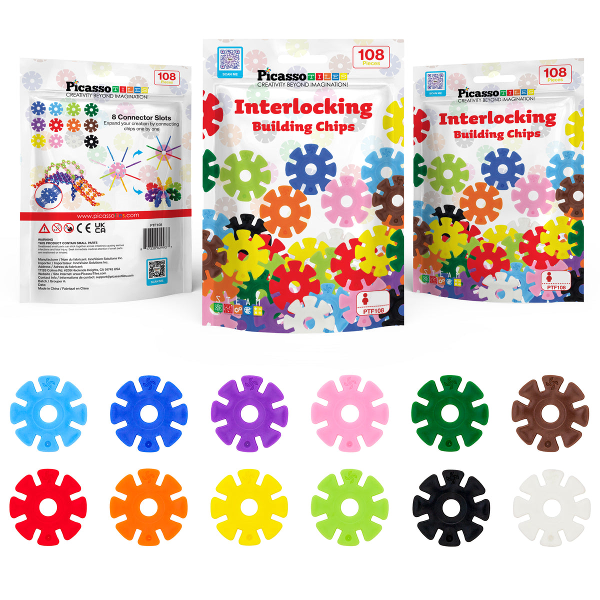 Chip Block Gun PicassoTiles Building Chips Interlocking Disc Construction Blocks in 1 ...