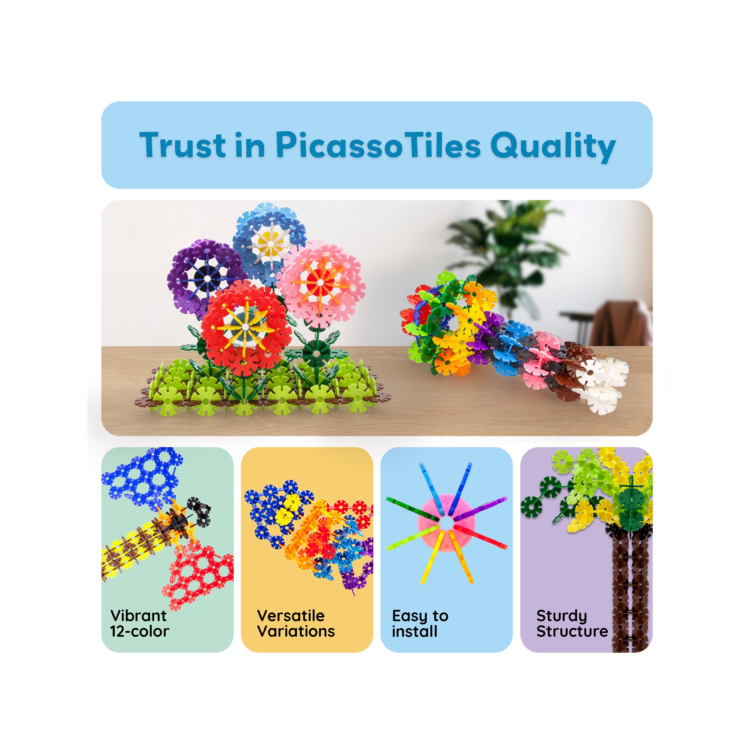 PicassoTiles 108pc Interlocking Disc Building Chips 12 Colors