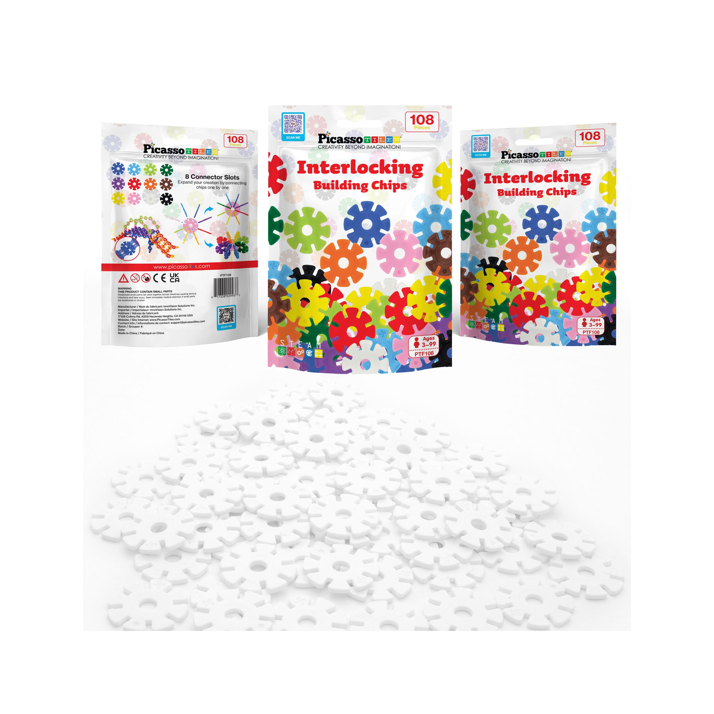 PicassoTiles Building Chip Interlocking Disc Construction Blocks