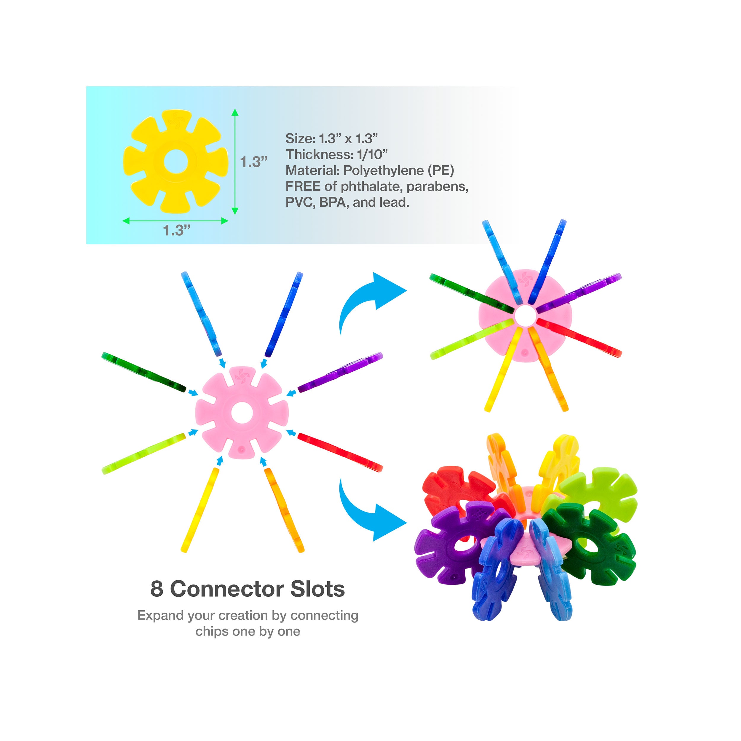 PicassoTiles Building Chip Interlocking Disc Construction Blocks in Color Yellow