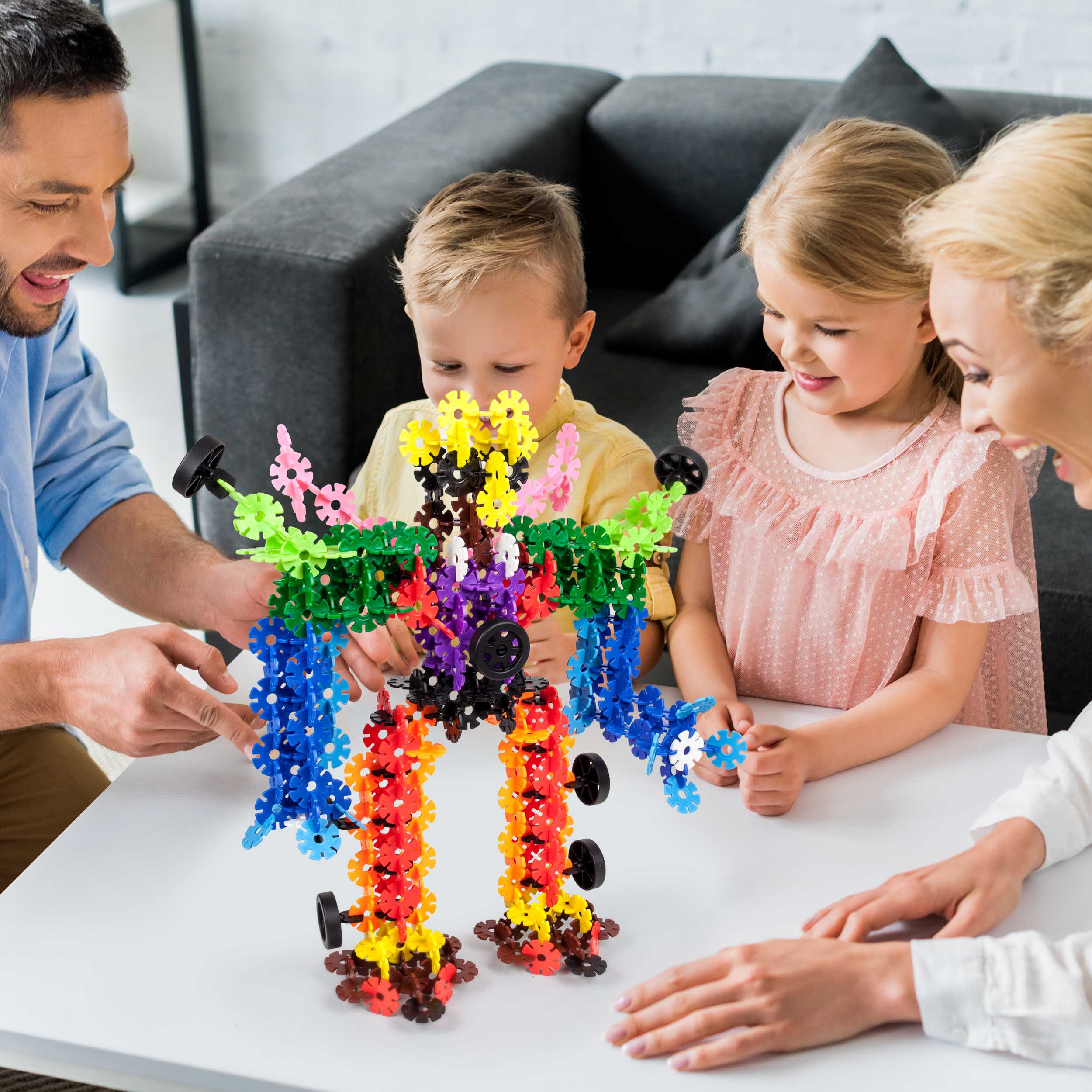 PicassoTiles 800pc Building Chips with 10 Wheels
