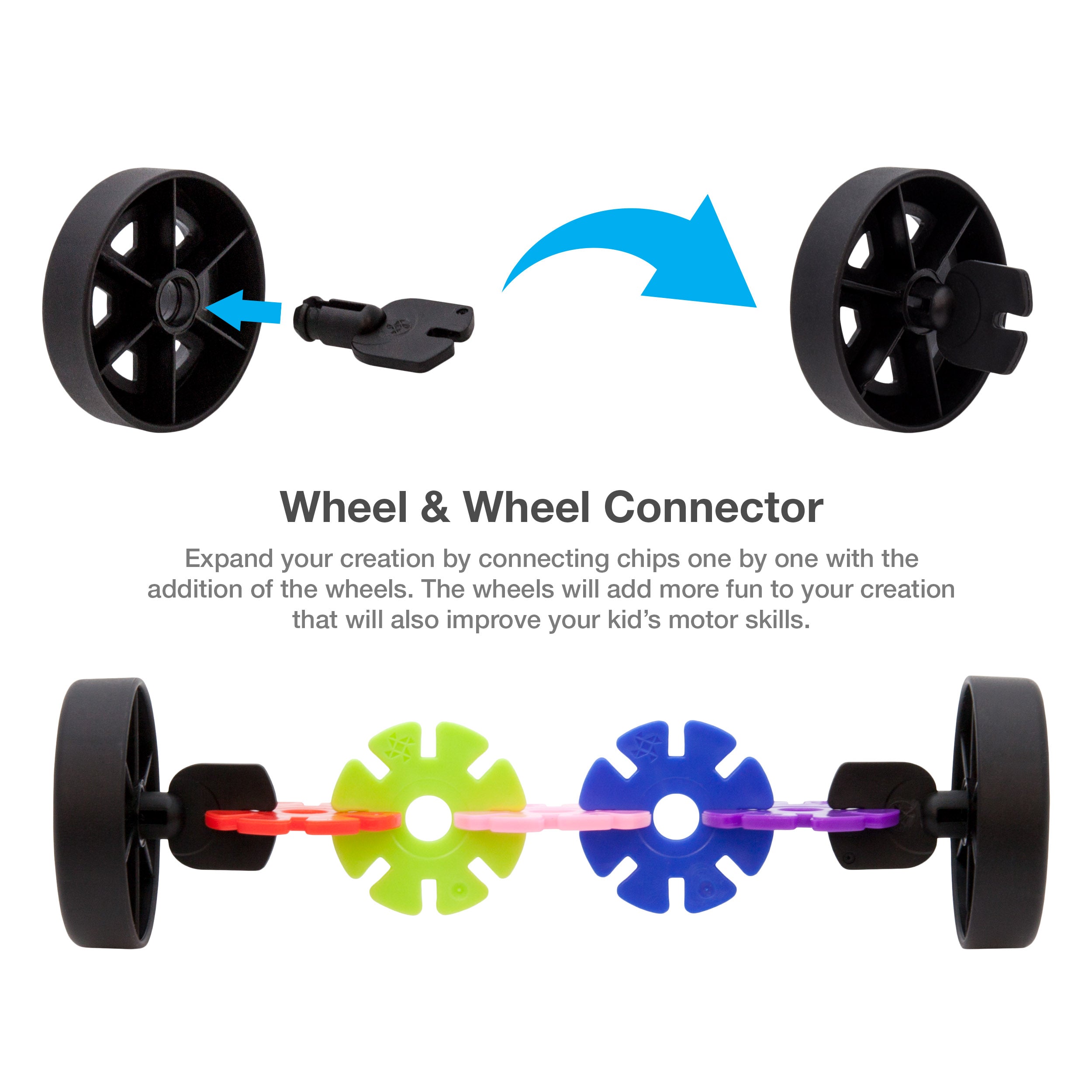 PicassoTiles 800pc Building Chips with 10 Wheels