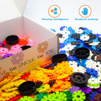 PicassoTiles 800pc Building Chips with 10 Wheels