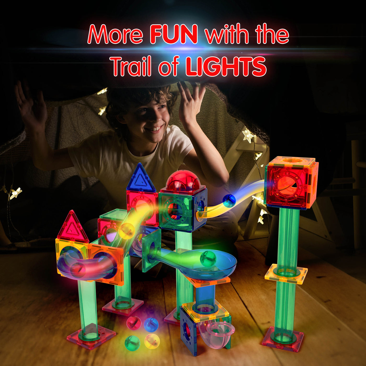 PicassoTiles 4pk LED Light Up Race Track Marbles