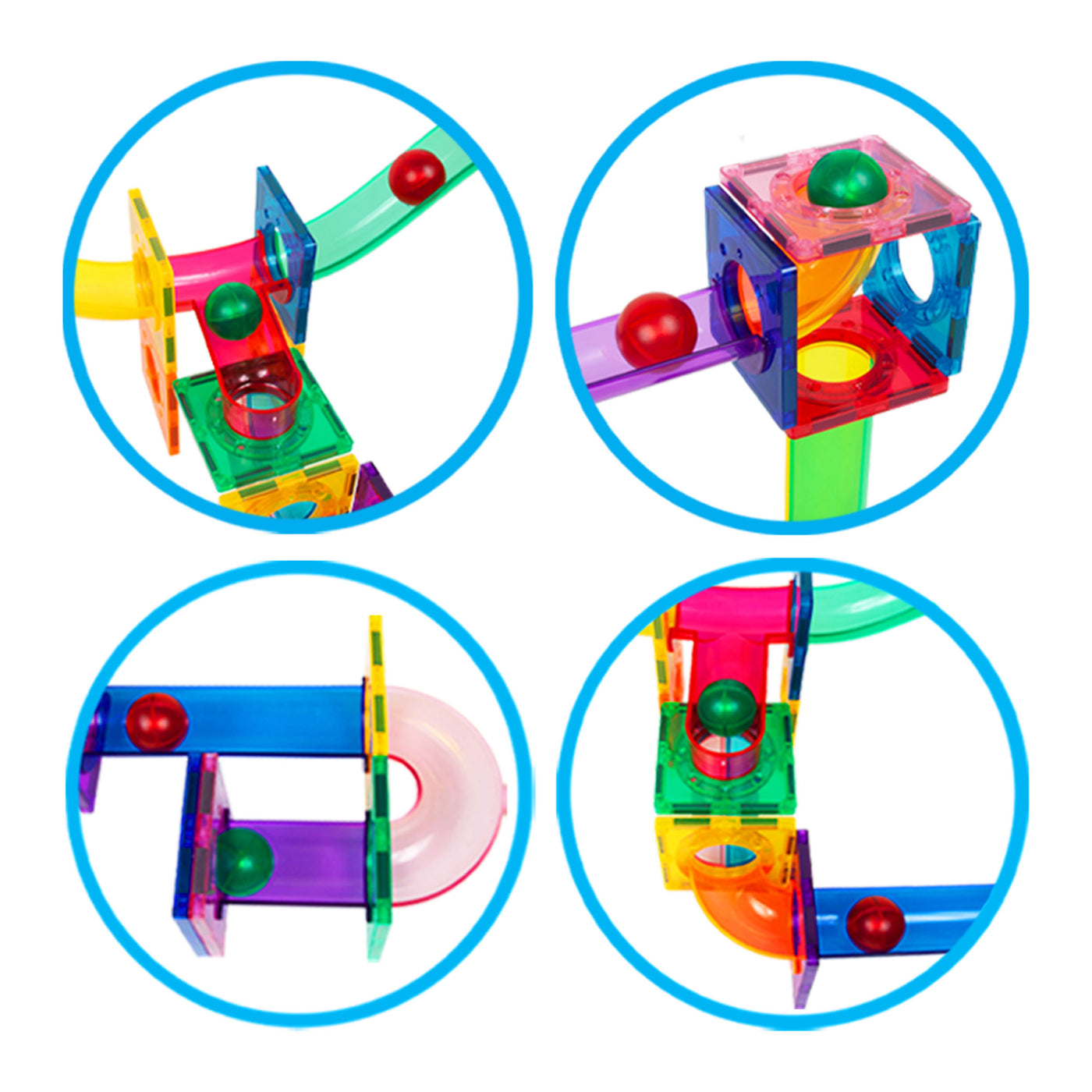 PicassoTiles 4pk LED Light Up Race Track Marbles