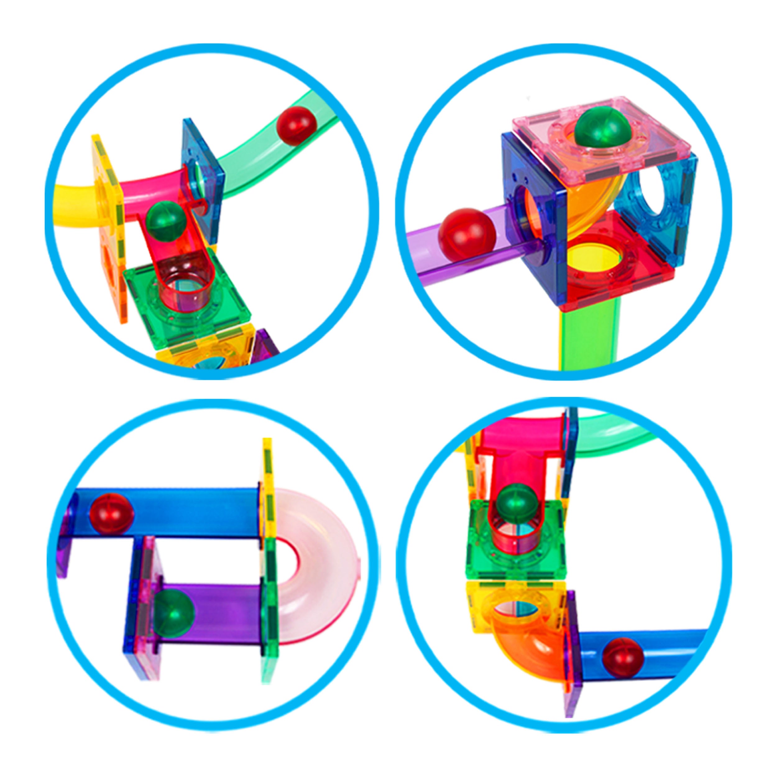 PicassoTiles 4pk LED Light Up Race Track Marbles