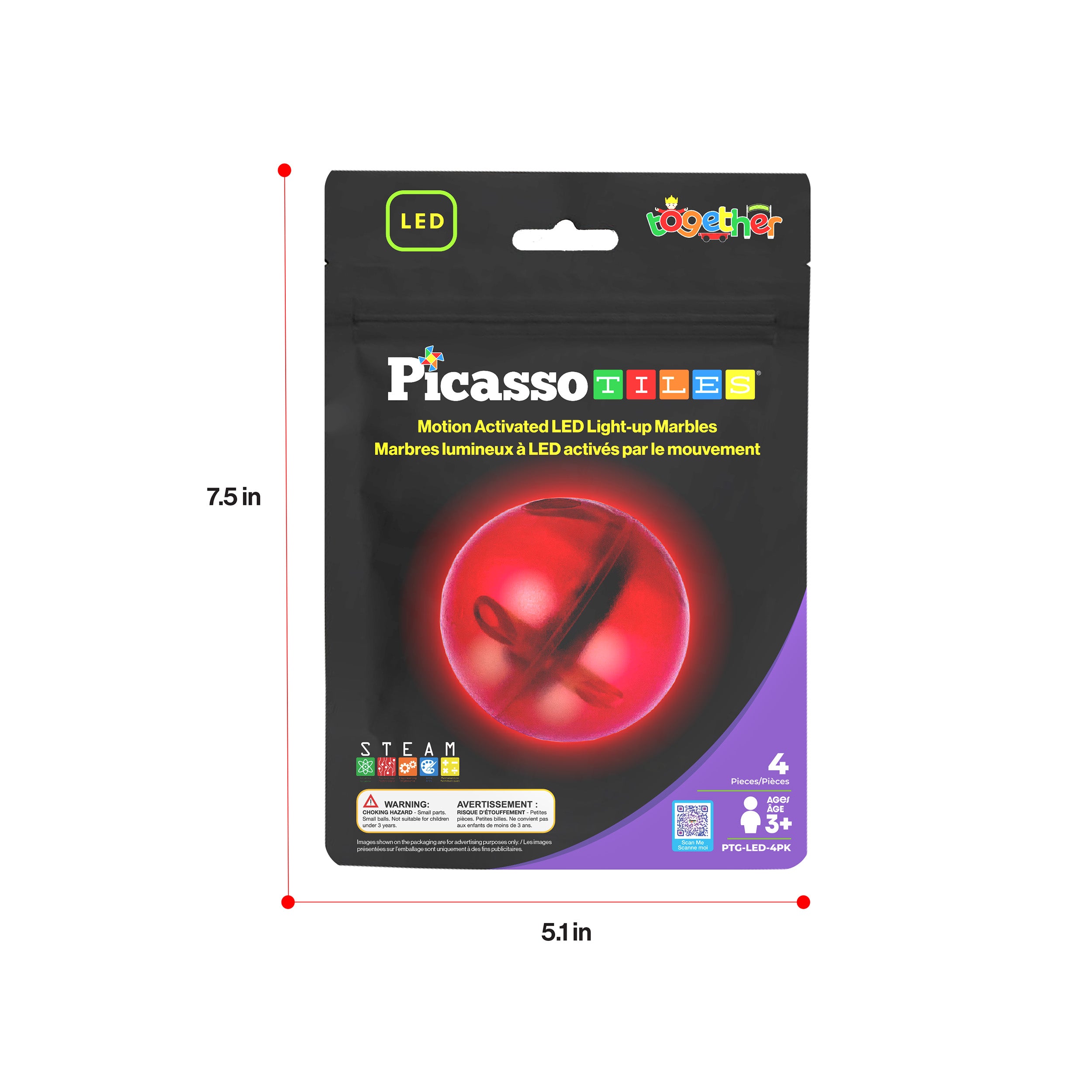 PicassoTiles 4pk LED Light Up Race Track Marbles