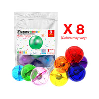 PicassoTiles 8pc Marbles for Track Run Building Blocks