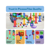 PicassoTiles 8pc Marbles for Track Run Building Blocks