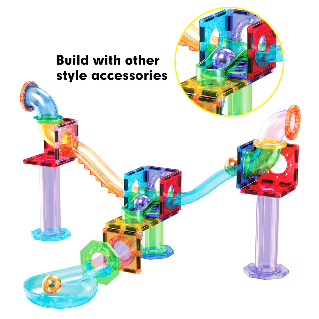 PicassoTiles 15pc Magnetic Marble Run Add-On Expansion Pack for Magnet