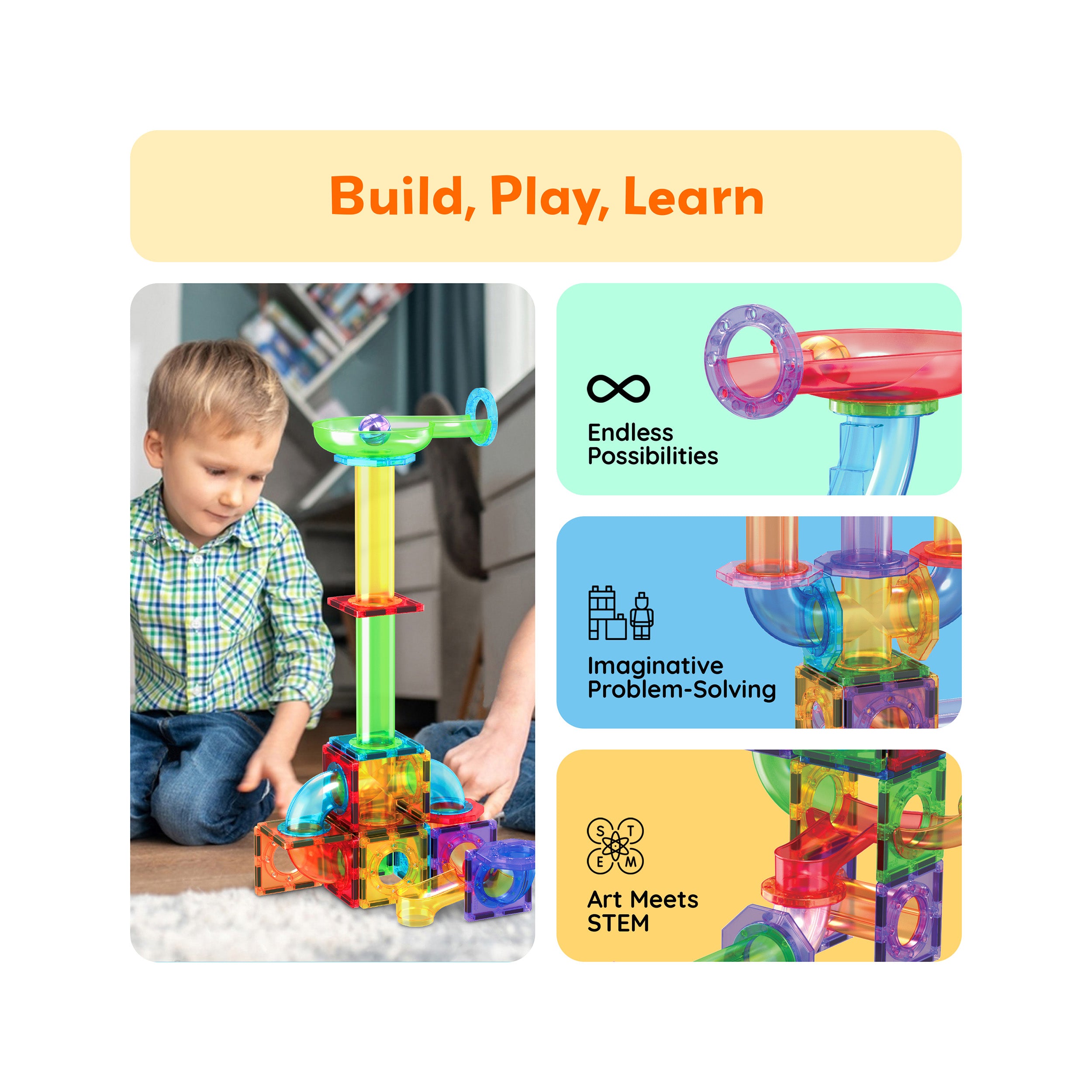 【marble】インセルダム 6点 2セット Magnetic Marble Run Expansion Pack (15pc) | PicassoTiles