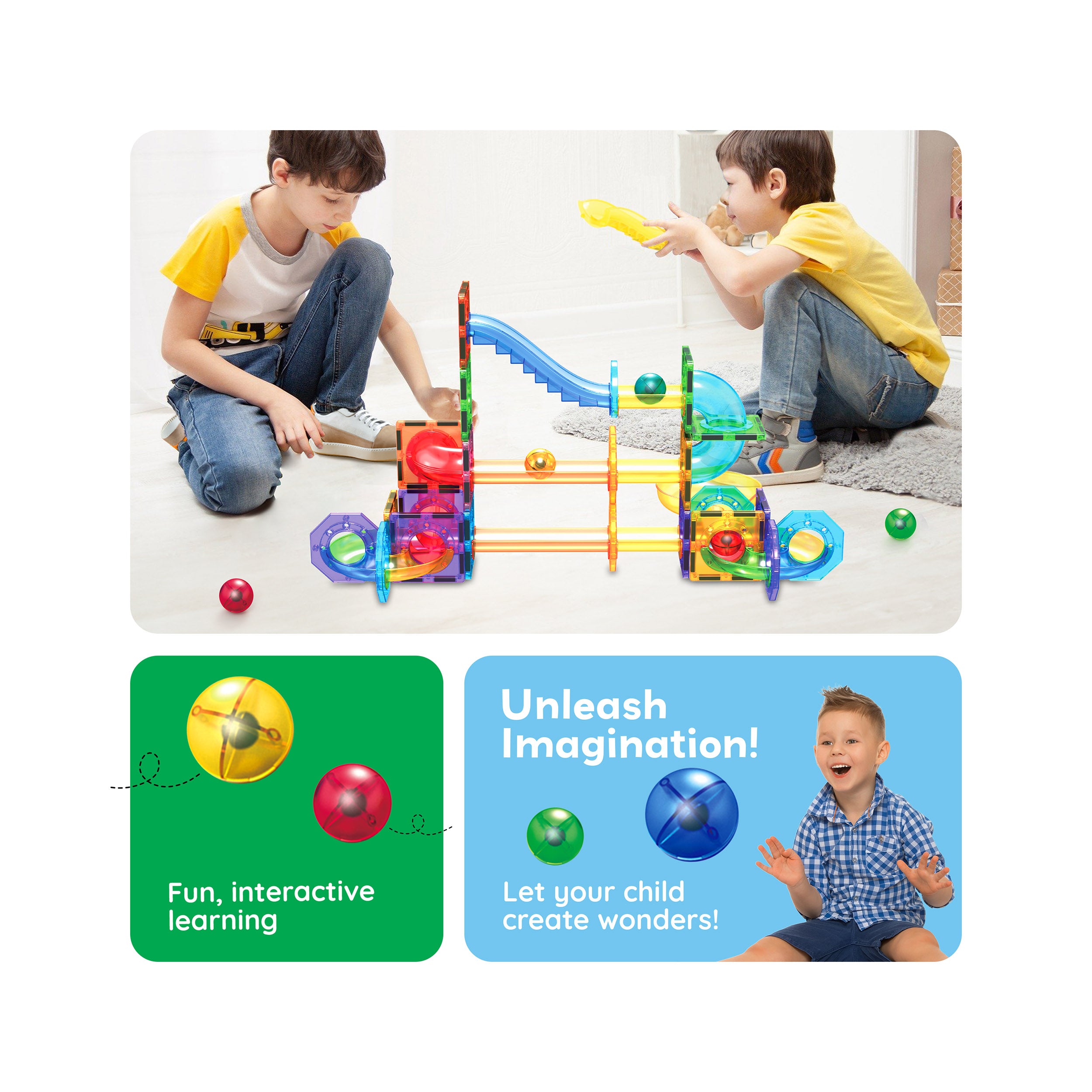PicassoTiles 15pc Marble Run Expansion Pack Sets