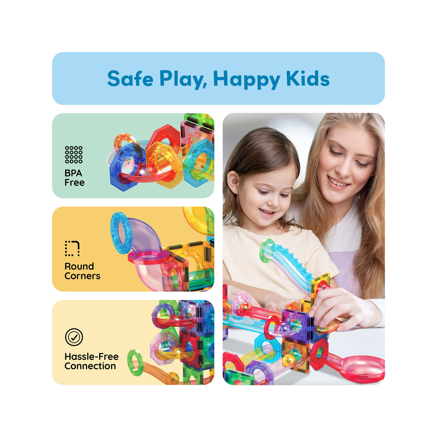PicassoTiles 15pc Marble Run Expansion Pack Sets