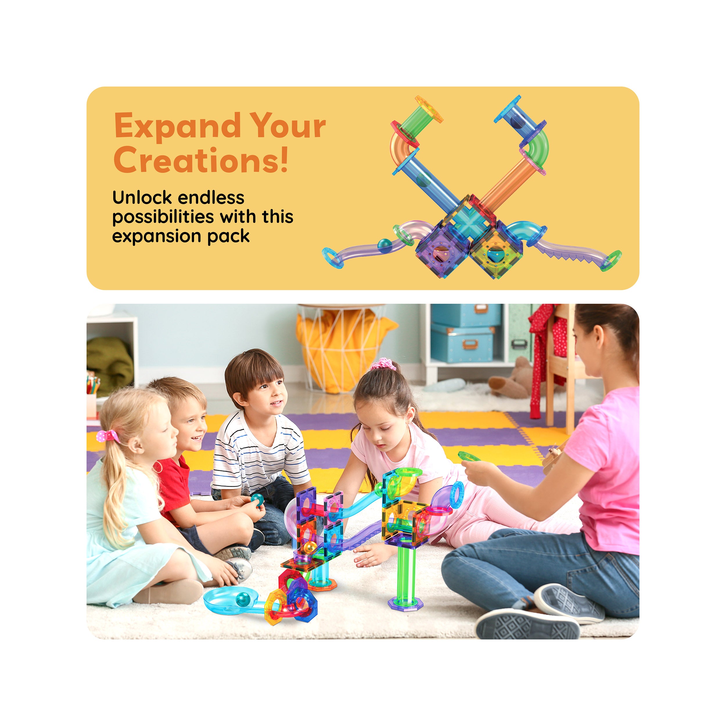 PicassoTiles 15pc Marble Run Expansion Pack Sets