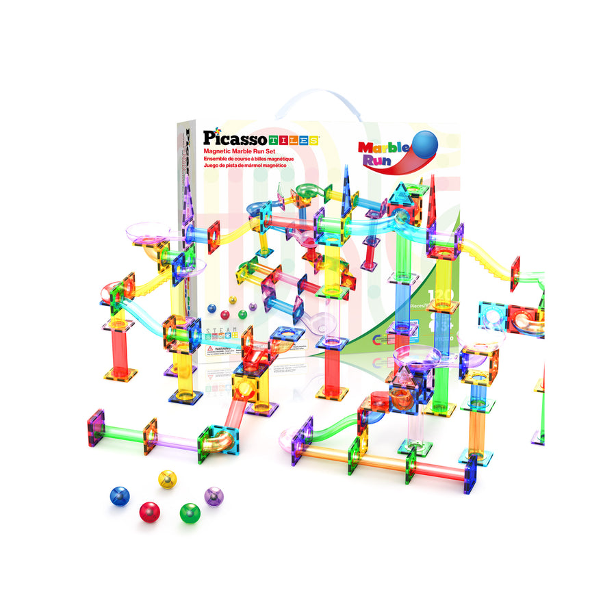 PicassoTiles 120 Pieces Marble Run Set