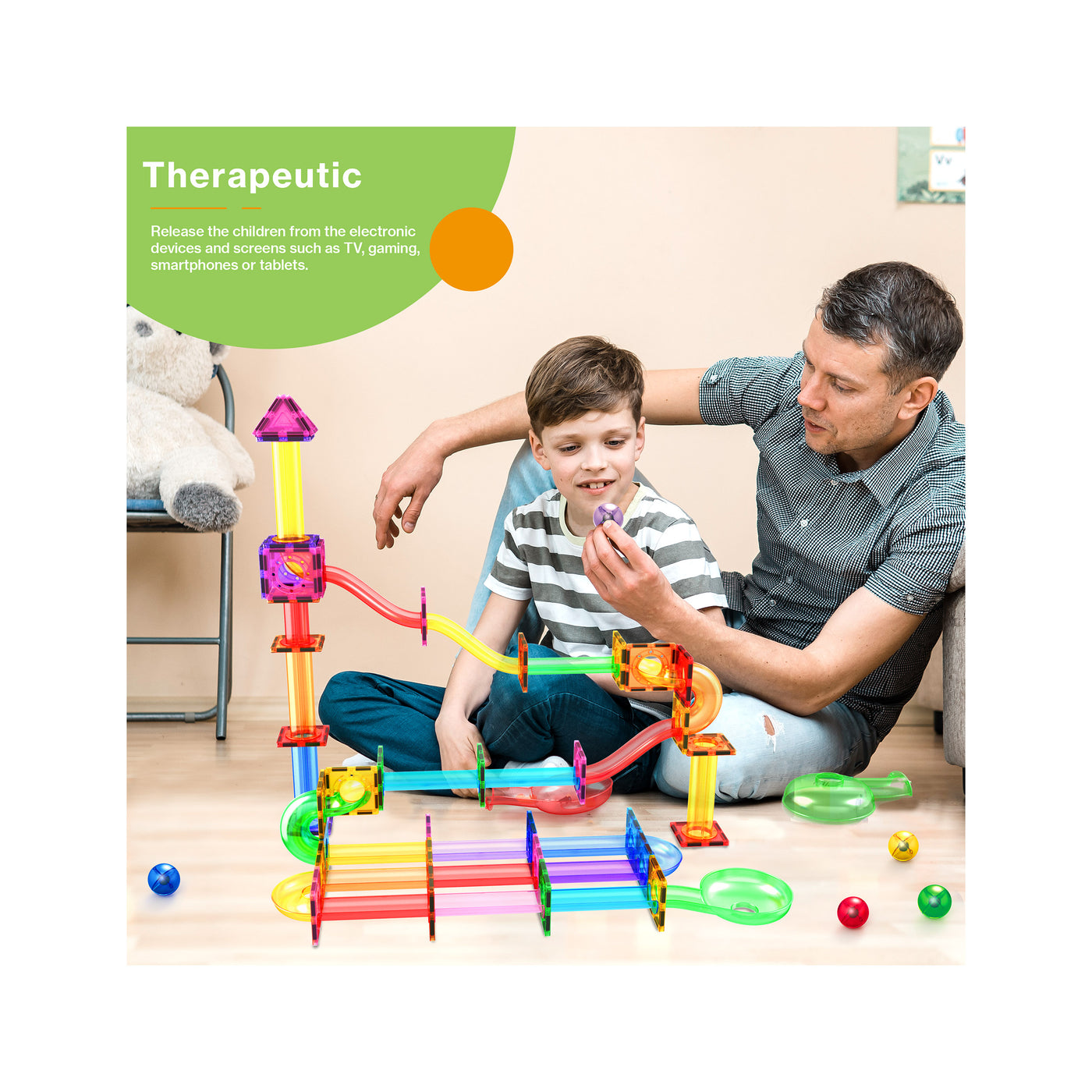 PicassoTiles 120 Pieces Marble Run Set