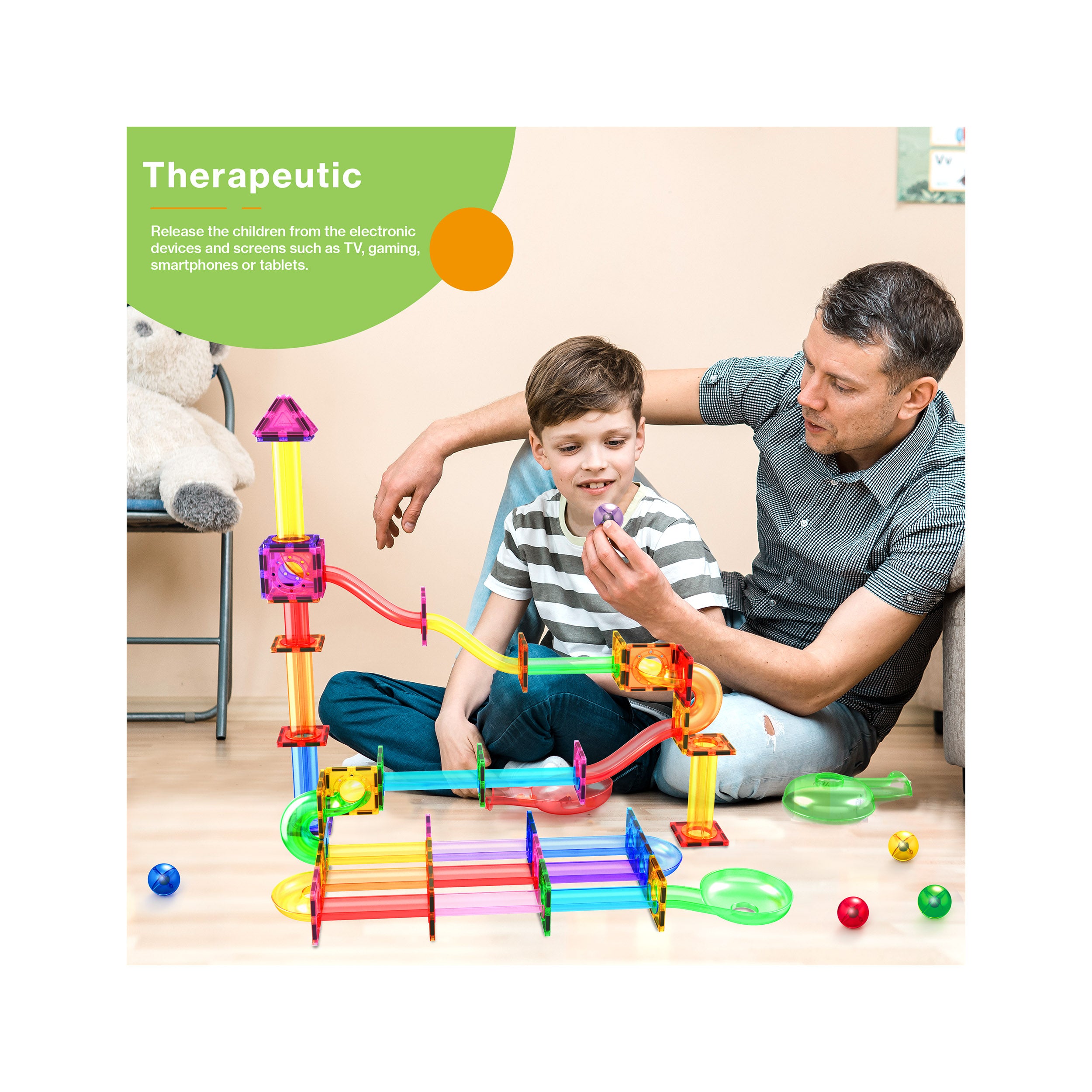 PicassoTiles 120 Pieces Marble Run Set