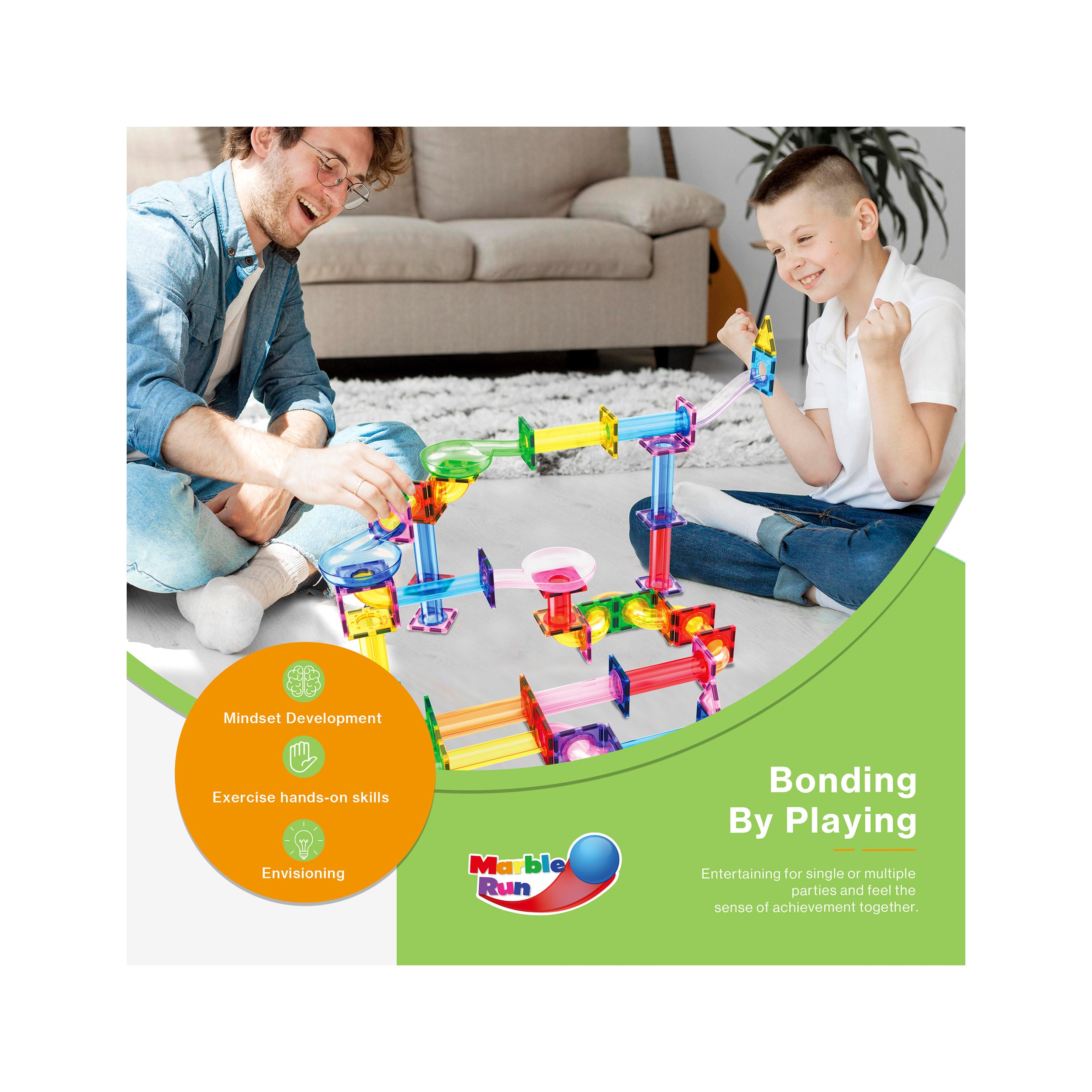 PicassoTiles 120 Pieces Marble Run Set