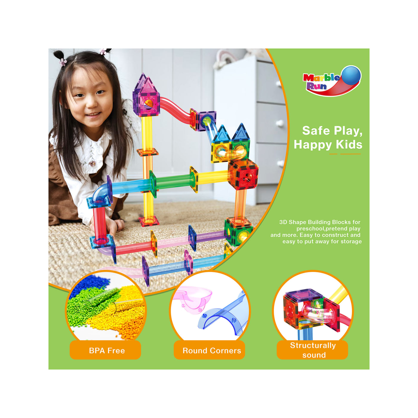 PicassoTiles 120 Pieces Marble Run Set