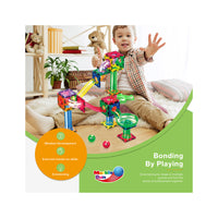 PicassoTiles 200pc Magnetic Tile Marble Run Set with LED Marbles