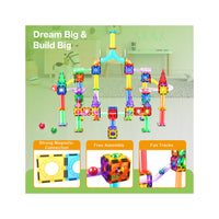 PicassoTiles 200pc Magnetic Tile Marble Run Set with LED Marbles