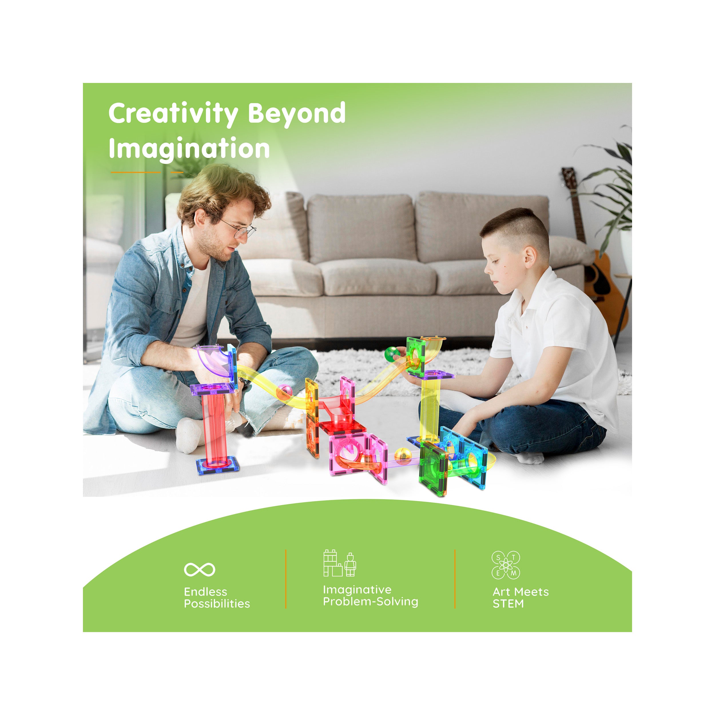 40pc Magnetic Marble Run Maze Building Set, Ages 3+ | PicassoTiles
