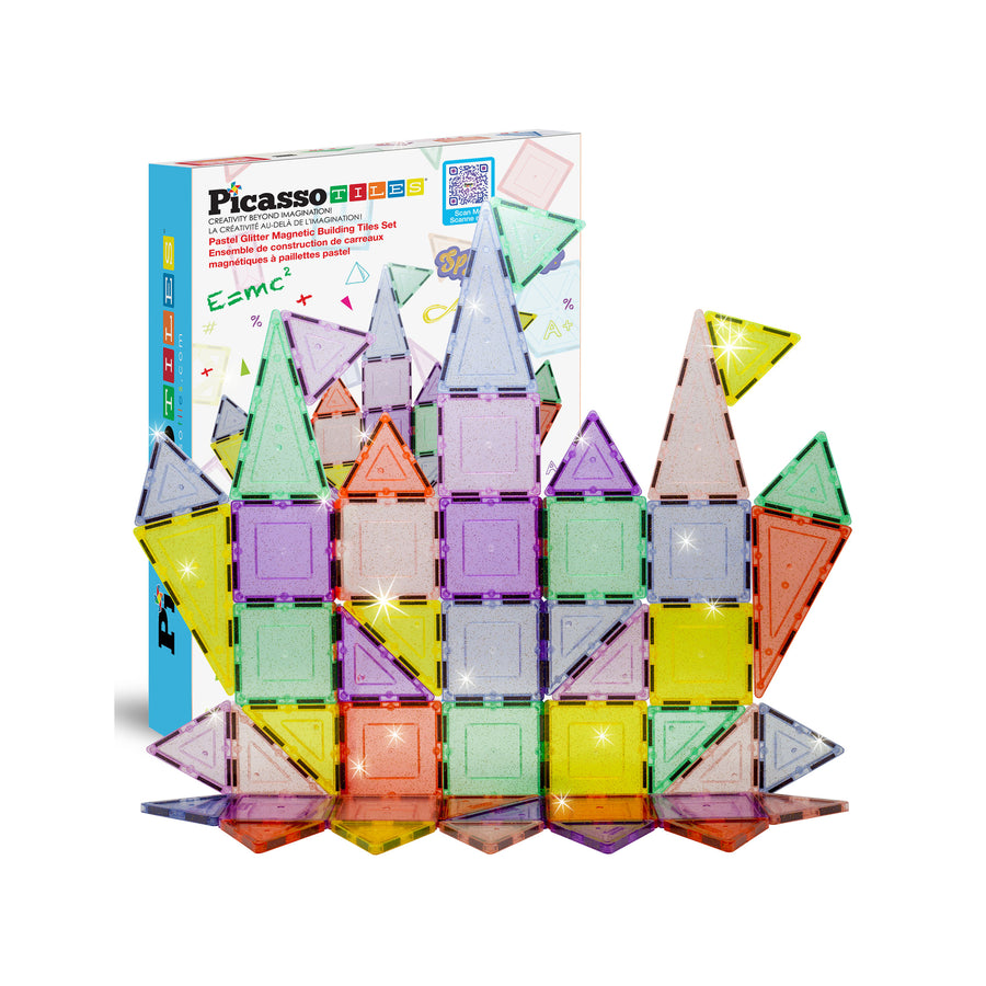 PicassoTiles Glitter Magnetic Tiles Building Set