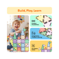 PicassoTiles Pastel Magnetic Tiles Building Set 48pc