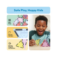 PicassoTiles Pastel Magnetic Tiles Building Set 48pc