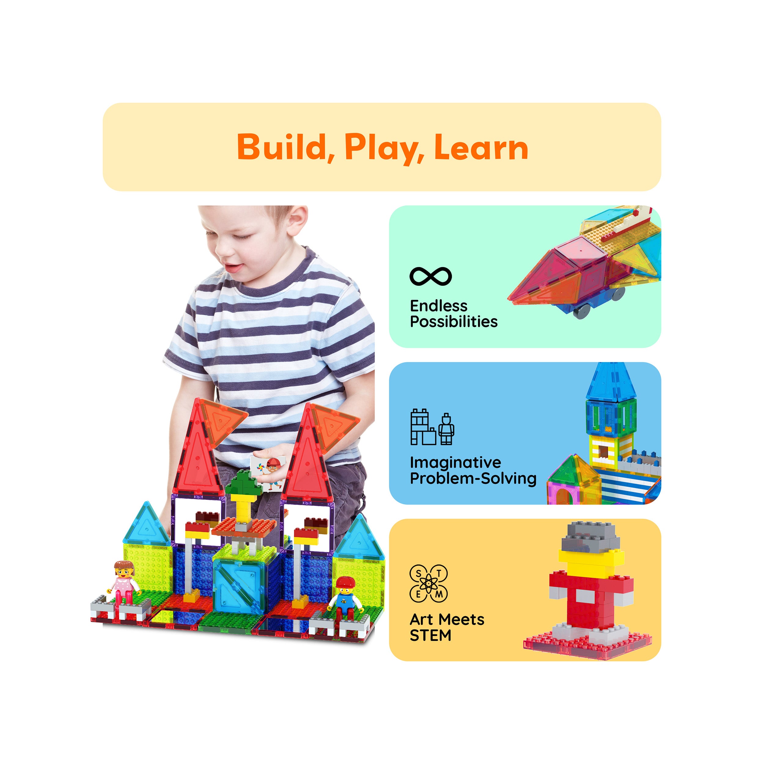 PicassoTiles Magnetic Brick Blocks Toy Tile Combo Pack
