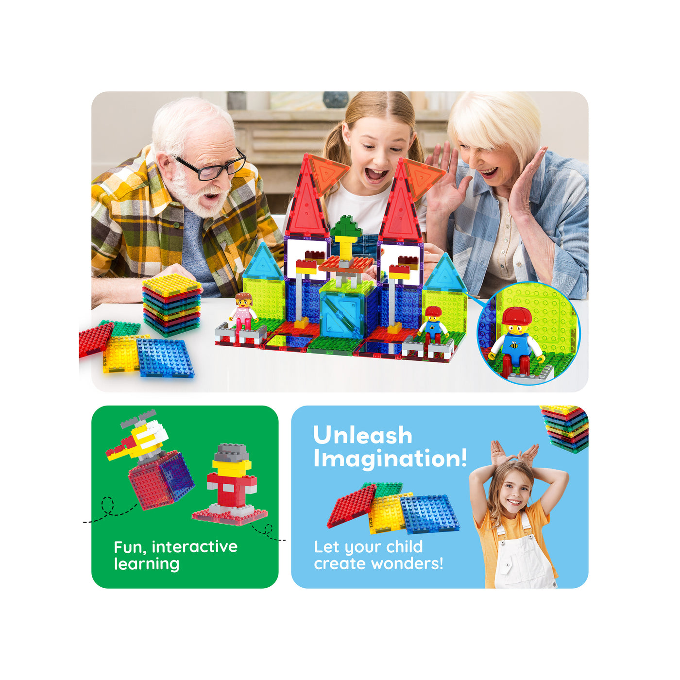 PicassoTiles Magnetic Brick Blocks Toy Tile Combo Pack