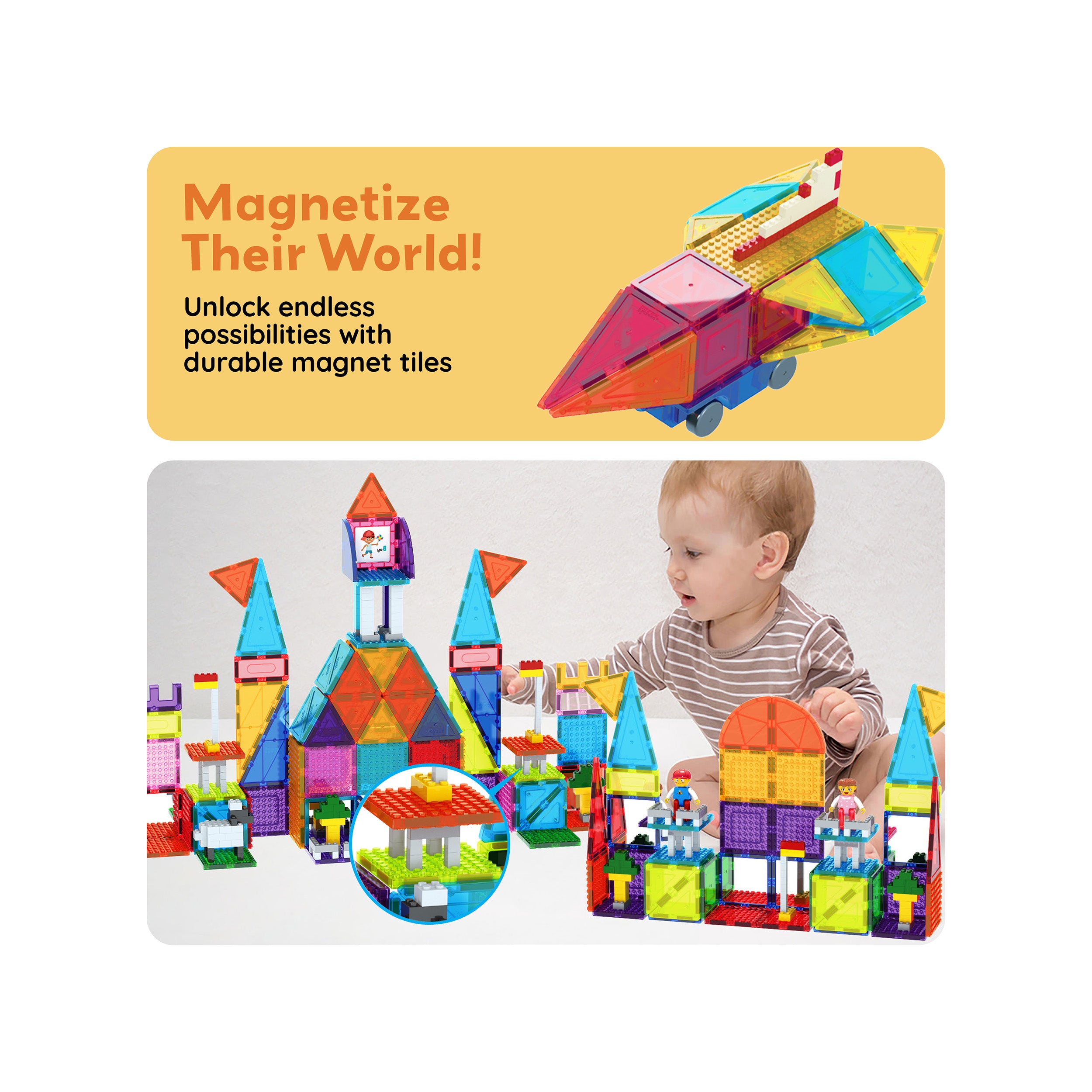 PicassoTiles Magnetic Brick Blocks Toy Tile Combo Pack