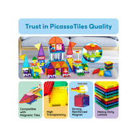 PicassoTiles Magnetic Brick Blocks Toy Tile Combo Pack