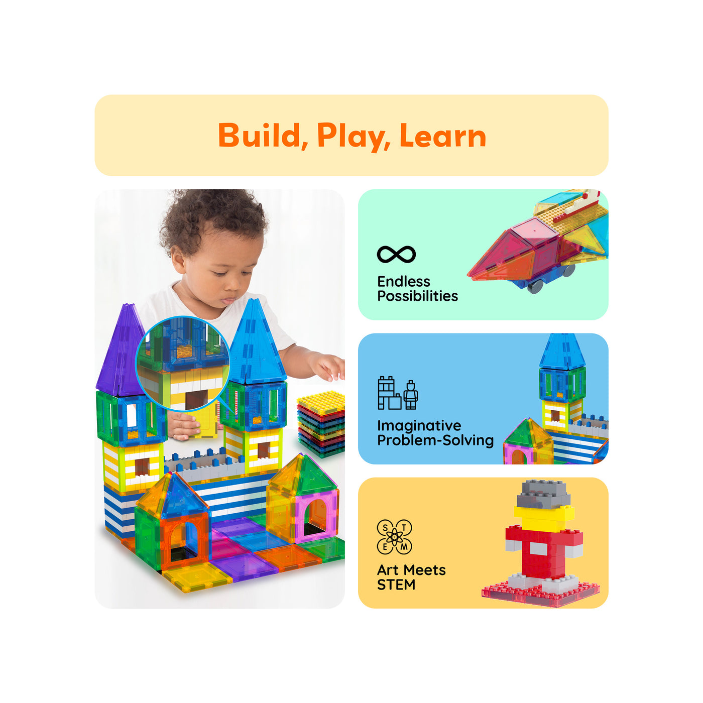PicassoTiles 12pc Magnet Tile and Brick Block Combo Set