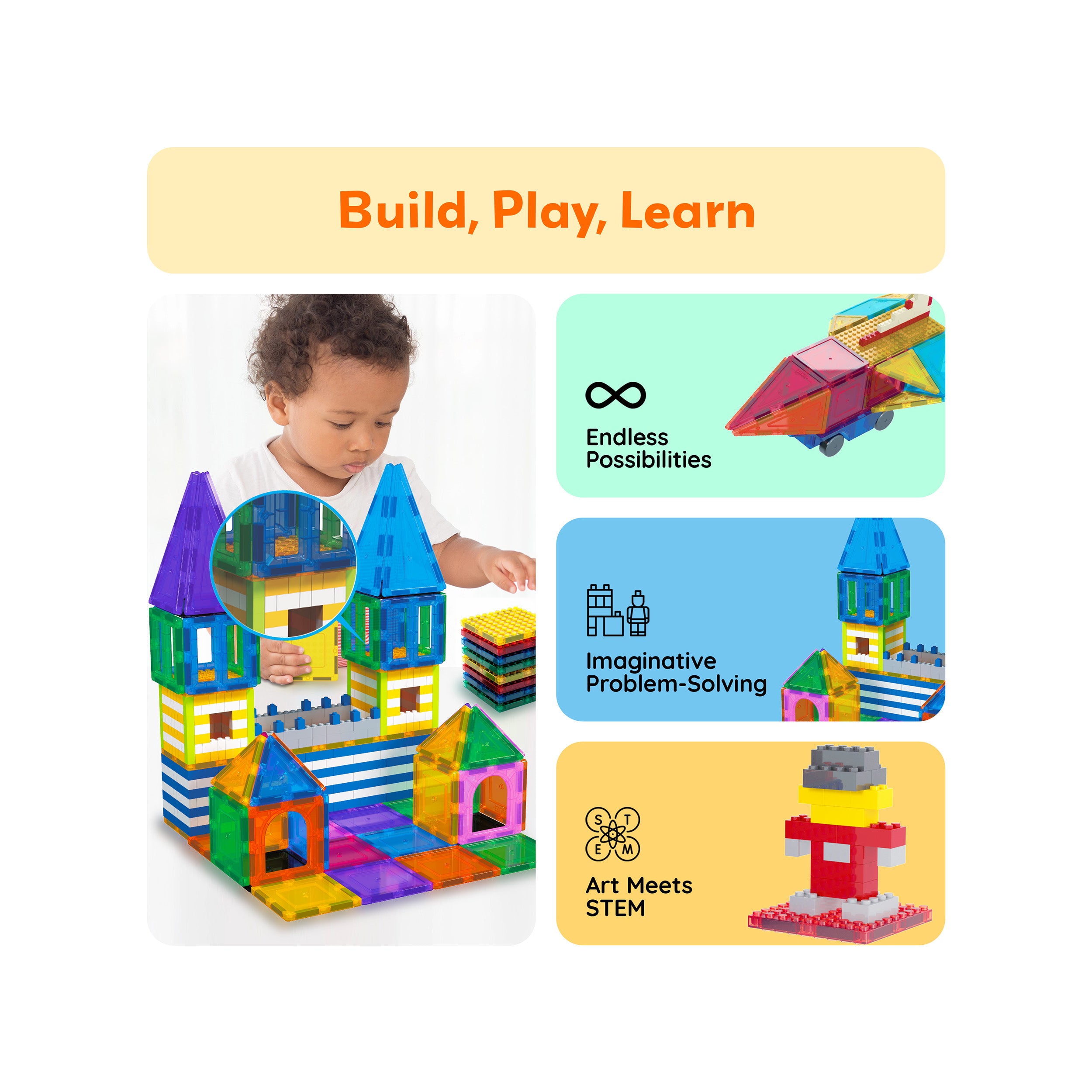 PicassoTiles 12pc Magnet Tile and Brick Block Combo Set