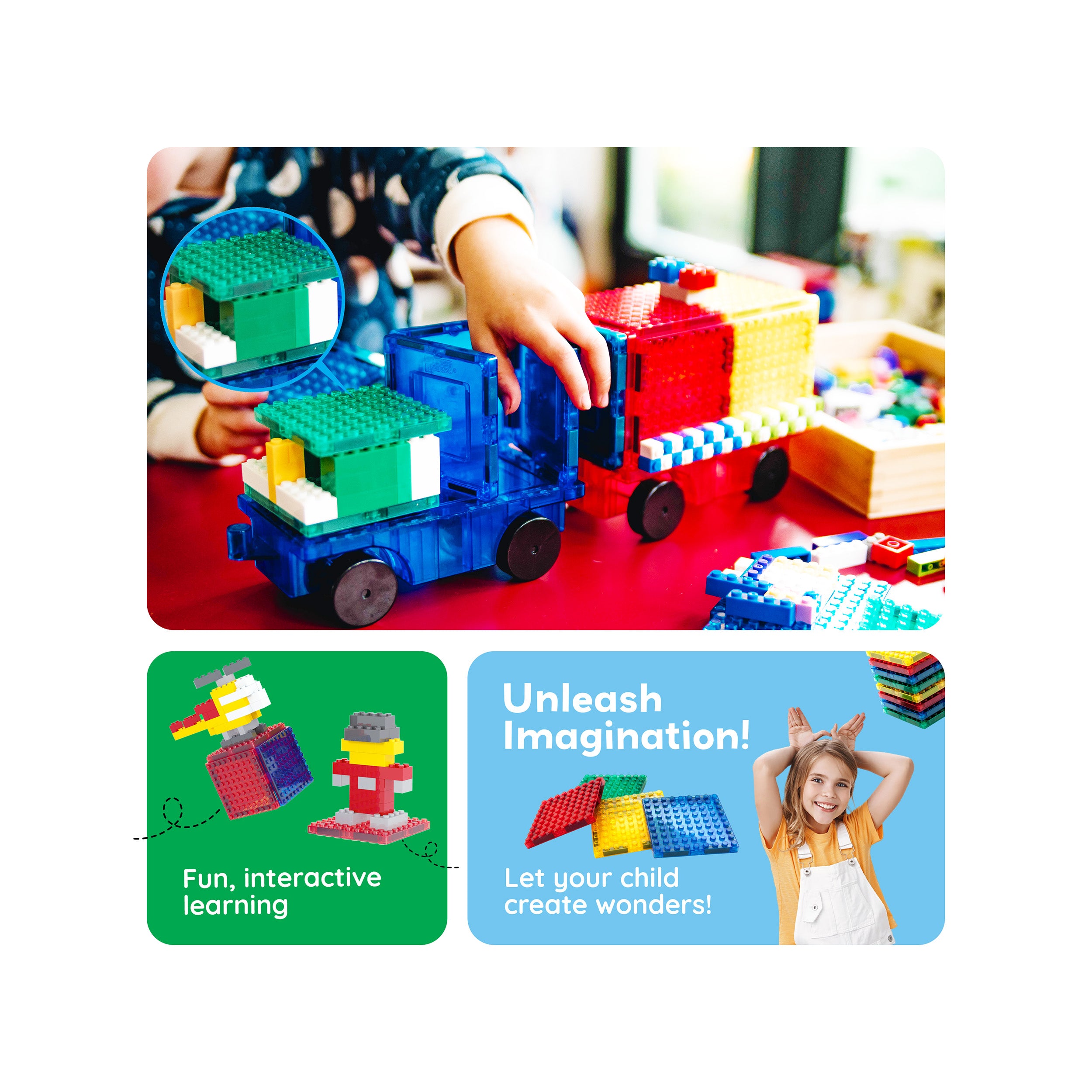 PicassoTiles 12pc Magnet Tile and Brick Block Combo Set