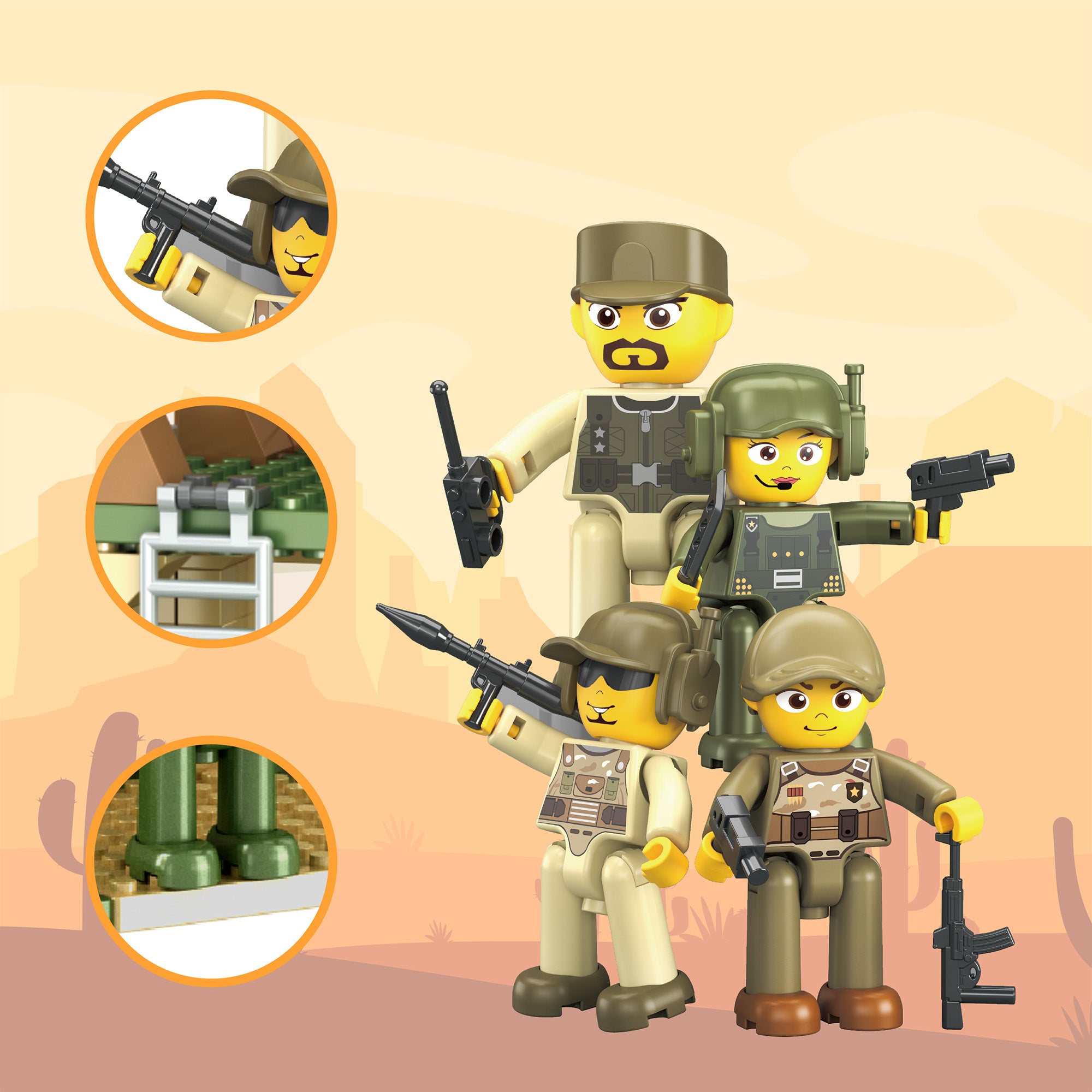 PicassoTiles Military Magnetic Tile, Bricks & Blocks Combo Building Se