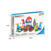 PicassoTiles 333-piece building set box with dimensions (15.6 in x 11.2 in x 3.2 in).   