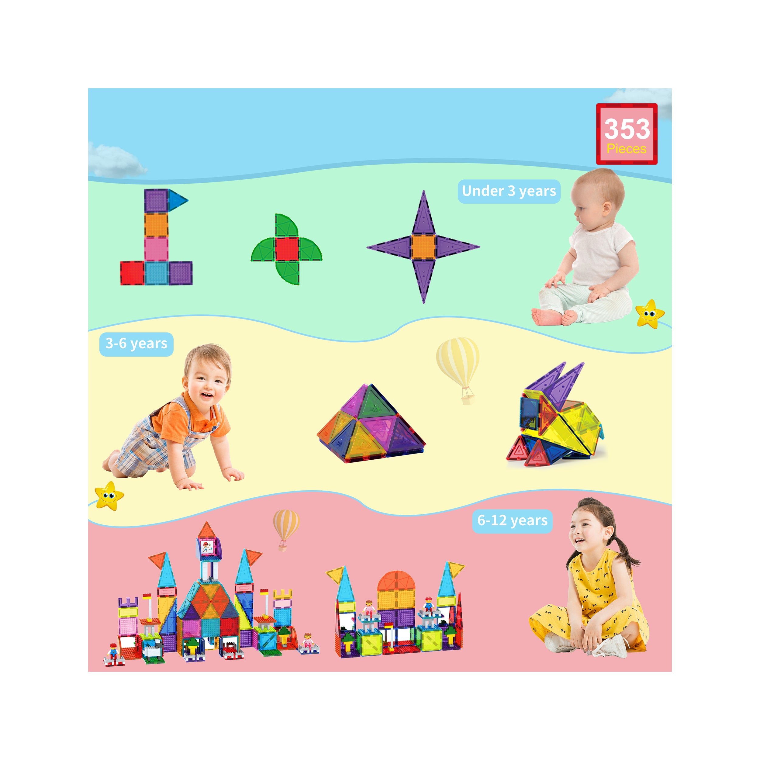 PicassoTiles Magnetic Tile Brick Block Toy Creative Combo Set