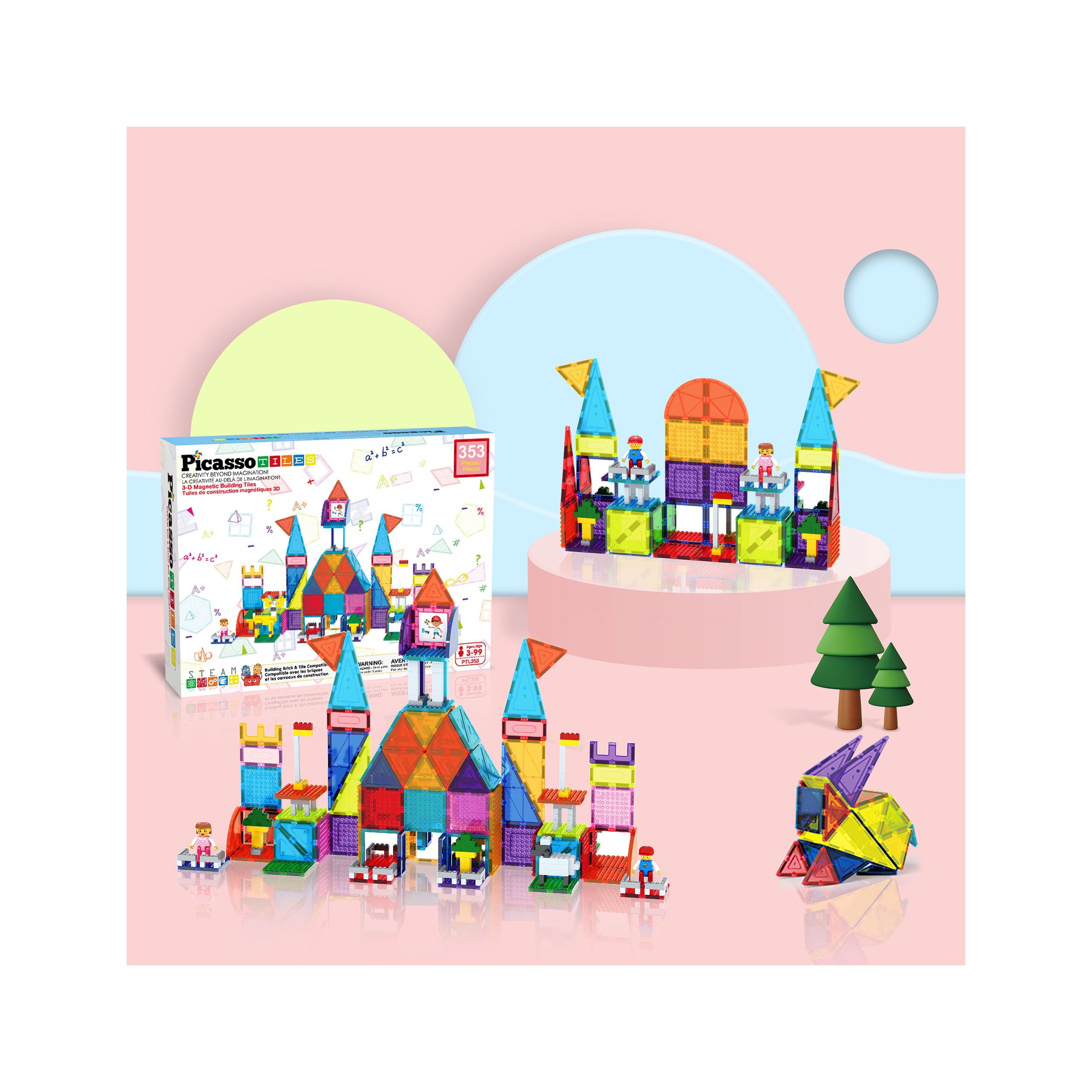 PicassoTiles Magnetic Tile Brick Block Toy Creative Combo Set