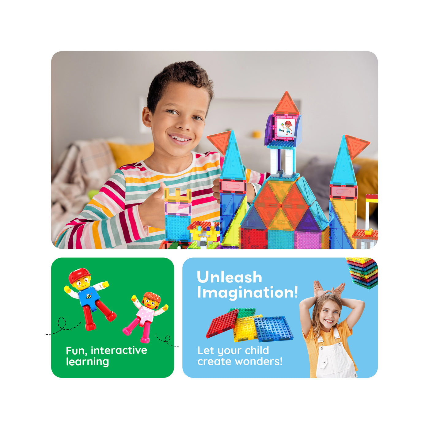 PicassoTiles Magnetic Tile Brick Block Toy Creative Combo Set