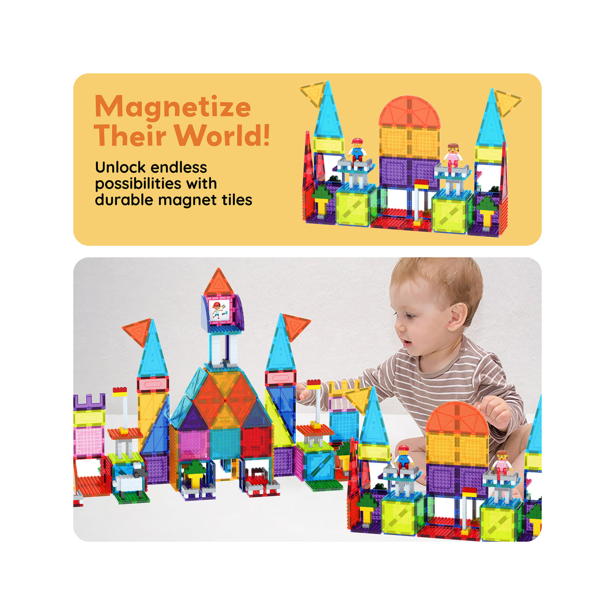 Temi Sticker TEMI Magnetic Tiles Building Blocks - 80 Pieces STEM Learning Toy With ...