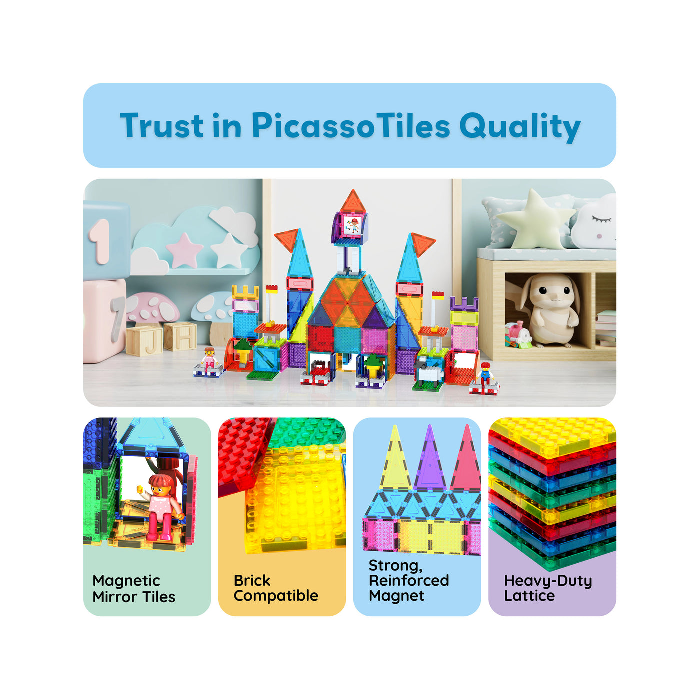 PicassoTiles Magnetic Tile Brick Block Toy Creative Combo Set