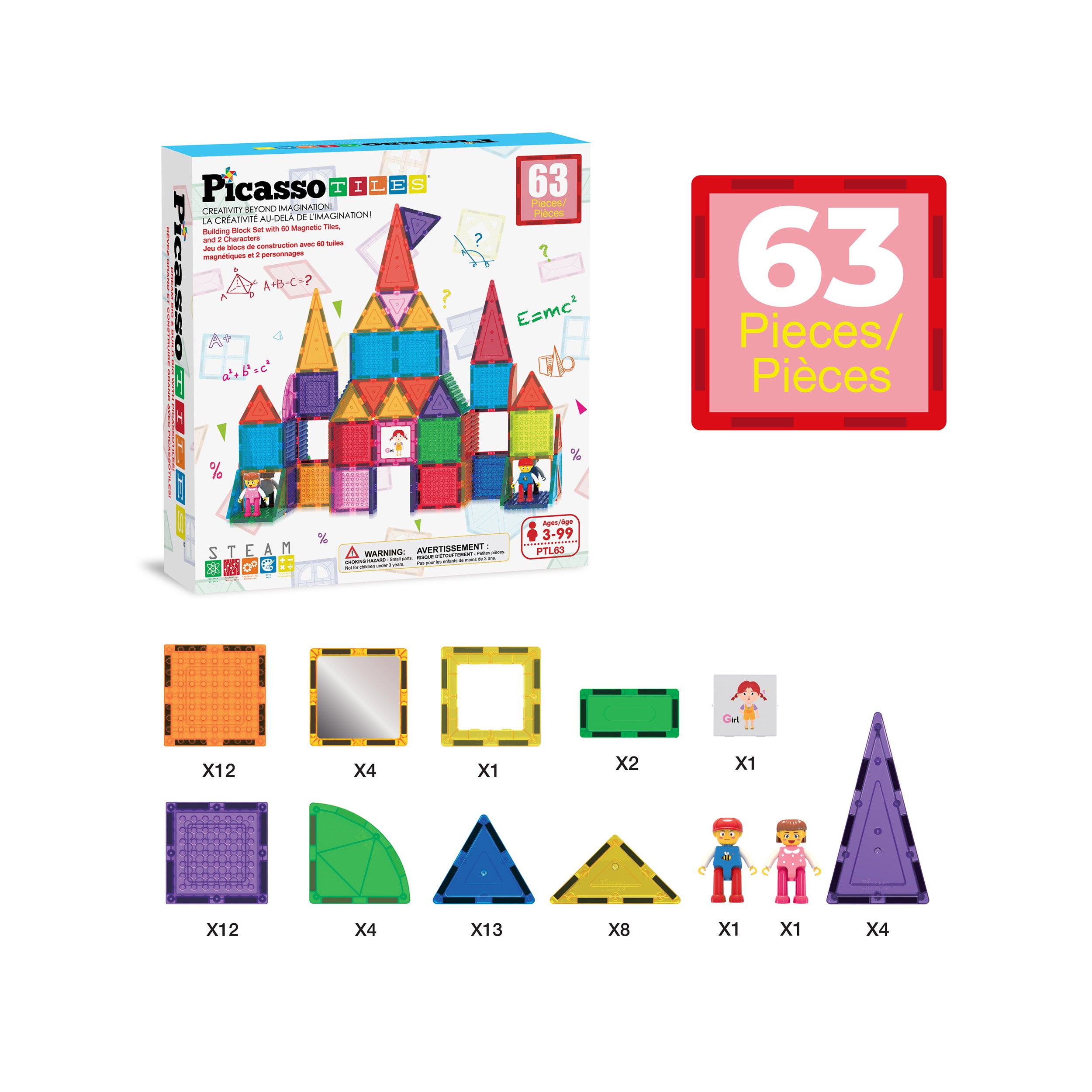 PicassoTiles Magnetic Tile Brick Block STEM Learning Set PicassoTiles Magnetic Tile Brick Block STEM Learning Set