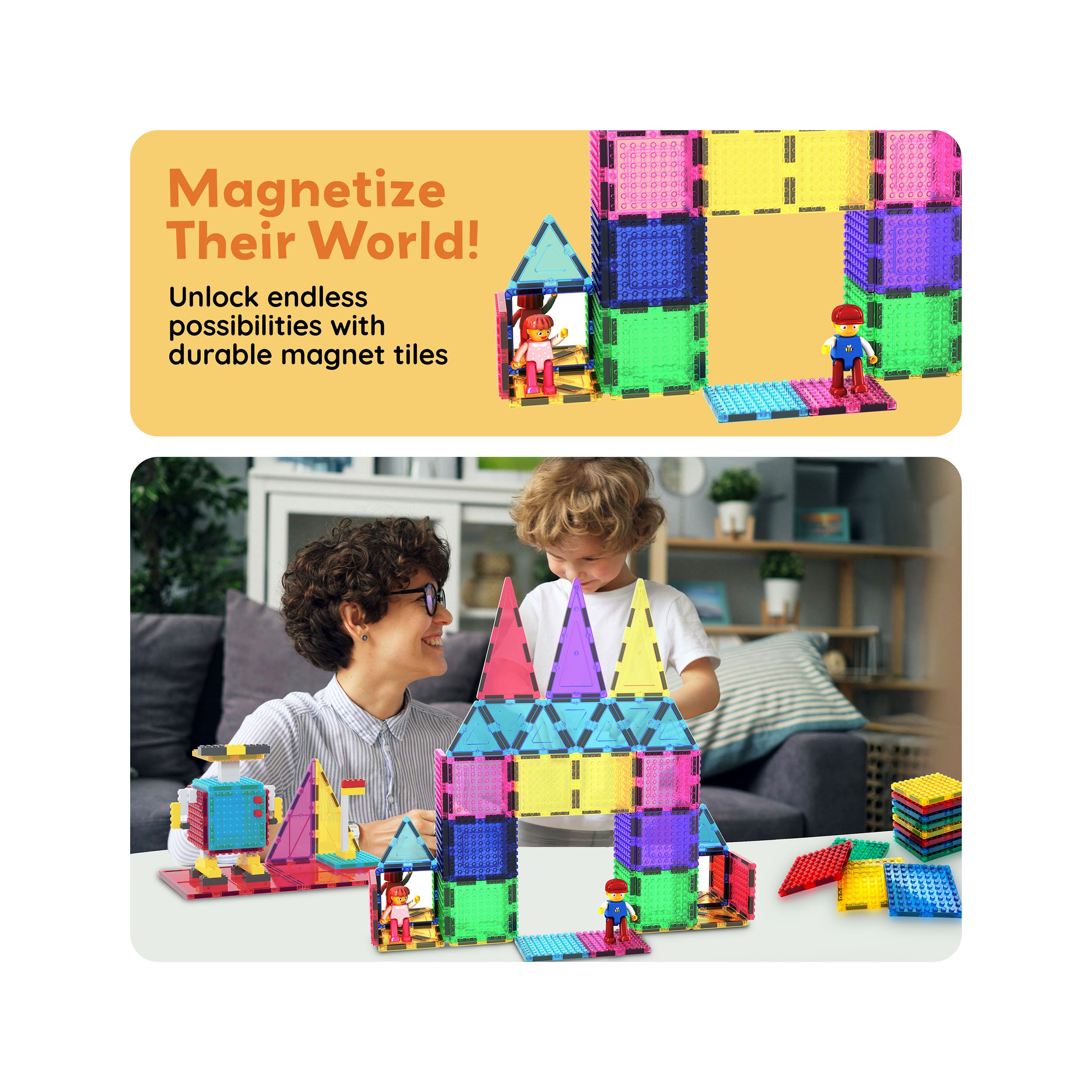 PicassoTiles Magnetic Tile Brick Block STEM Learning Set
