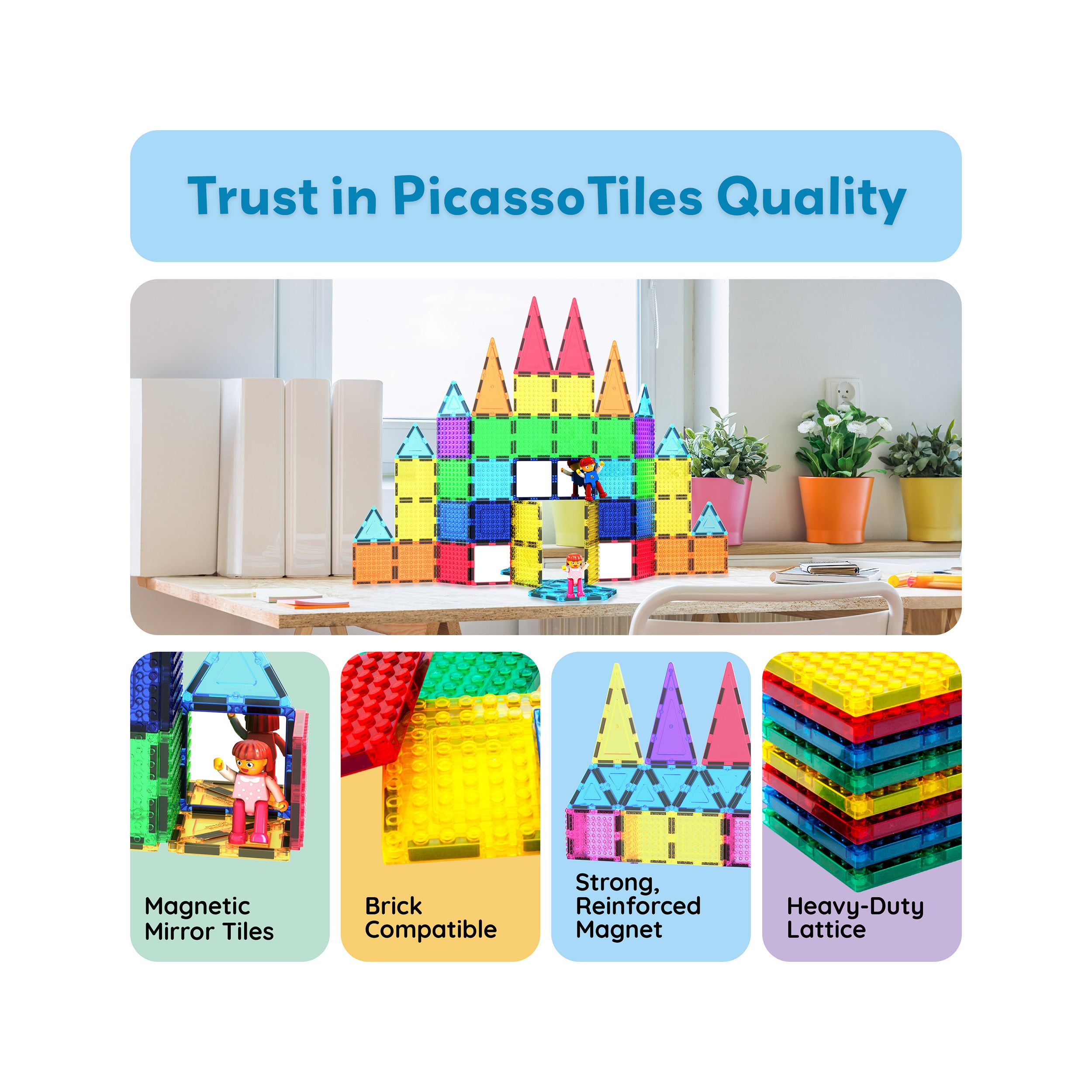 PicassoTiles Magnetic Tile Brick Block STEM Learning Set
